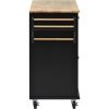 Kitchen cart with Rubber wood desktop rolling mobile kitchen island with storage and 5 draws 53 Inch length (Black)