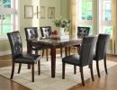 Dark Cherry Finish Wood Dining Chairs Set of 2 Faux Leather Upholstered Button Tufted Kitchen Dining Furniture Transitional Style