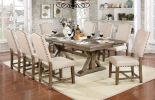 Rustic Classic 2pcs Dining Chairs Beige Fabric Upholstered Cushion Side Chairs Nailhead Trim Kitchen Dining Room Solid wood Light Oak