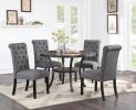 Charcoal Fabric Set of 2 Dining Chairs Contemporary Plush Cushion Side Chairs Tufted Back Chair Kitchen Dining Room