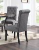 Charcoal Fabric Set of 2 Dining Chairs Contemporary Plush Cushion Side Chairs Tufted Back Chair Kitchen Dining Room