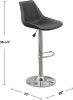 Dining Kitchen Adjustable Bar stool Chair Ebony Color Wax Polyurethane Leather Chrome Base Modern Set of 2 Chairs / Bar Stool