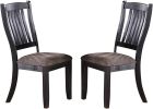 Dark Coffee Classic Wood Kitchen Dining Room Set of 2 Side Chairs Fabric upholstered Seat Unique Design Back