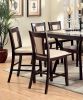 Contemporary Set of 2 Counter Height Chairs Dark Cherry And Ivory Solid wood Chair Padded Leatherette Upholstered Seat Kitchen Dining Room Furniture