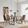 Dining Chairs Set of 4,Modern Kitchen Dining Room Chairs,Upholstered Dining Accent suedette Chairs in Cushion Seat and Sturdy Black Metal Legs(Brown)