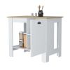 Vancouver 1-Door Kitchen Island with Open Shelf White and Macadamia