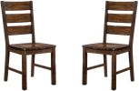 Walnut Finish Solid wood Industrial Style Kitchen Set of 2 Dining Chairs Slat Back Chairs