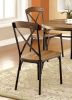 Industrial Style Set of 2pcs Dining Chairs Metal Frame Natural Elm, Bronze Wooden Contour Seat Kitchen Dining Room Furniture