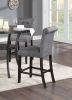 Charcoal Fabric Set of 2pc Counter Height Dining Chairs Contemporary Plush Cushion High Chairs Tufted Back Chair Kitchen Dining Room