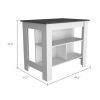 Cala Kitchen Island; Four Legs; Three Shelves -White / Onyx