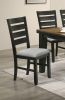 Contemporary Dining Chairs Set of 2 Wheat Charcoal Finish Solid Wood Fabric Cushion Side Chairs Kitchen Dining Room Furniture