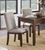 Chenille Upholstered Chairs Set of 2 Dark Cherry Finish Wood Frame Tufted Back Dining Chairs for Kitchen Funiture