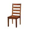 Tobacco Oak Finish Solid wood Industrial Style Kitchen Set of 2 Dining Chairs Ladder Back Chairs Dining Room Furniture