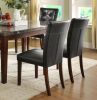 Dark Cherry Finish Wood Dining Chairs Set of 2 Faux Leather Upholstered Button Tufted Kitchen Dining Furniture Transitional Style