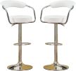 Contemporary Style White Color Bar Stool Counter Height Chairs Set of 2 Adjustable Swivel Kitchen Island Stools