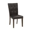 Dark Cherry Finish Wood Dining Chairs Set of 2 Faux Leather Upholstered Button Tufted Kitchen Dining Furniture Transitional Style