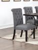 Charcoal Fabric Set of 2 Dining Chairs Contemporary Plush Cushion Side Chairs Tufted Back Chair Kitchen Dining Room