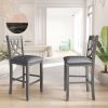 TOPMAX Farmhouse 2 Piece Padded Round Counter Height Kitchen Dining Chairs with Cross Back for Small Places, Gray