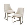 21'' Accent Dining Chairs, Antique Gold Metal Frame Back and Sled Leg Contemporary Modern Style for Kitchen Room, White,Set of 2