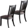 Dark Coffee Classic Wood Kitchen Dining Room Set of 2 Side Chairs Fabric upholstered Seat Unique Design Back