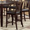 Set of 2 Counter Height Chairs Dark Espresso Finish Solid wood Kitchen Dining Room Furniture Padded Leatherette Seat Unique back