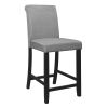 Counter Height Chairs Set of 2 Black Finish Upholstered Gray Padded Seat Back Transitional Dining Kitchen Wooden Furniture