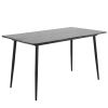 Disassemble rectangular table with arc MDF Black tabletop splicing PVC marble surface 140*76*76cm N101