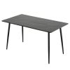 Disassemble rectangular table with arc MDF Black tabletop splicing PVC marble surface 140*76*76cm N101