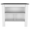 Cala Kitchen Island; Four Legs; Three Shelves -White / Onyx