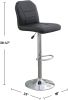 Adjustable Bar stool Chair Black Faux Leather Clean Lines Seat Chrome Base Modern Set of 2 Chairs / Bar Stool Dining Kitchen