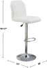 Adjustable Bar stool Chair White Faux Leather Clean Lines Seat Chrome Base Modern Set of 2 Chairs / Bar Stool Dining Kitchen