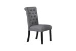 Charcoal Fabric Set of 2 Dining Chairs Contemporary Plush Cushion Side Chairs Tufted Back Chair Kitchen Dining Room