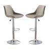 Dining Kitchen Adjustable Bar stool Chair Light Grey Wax Polyurethane Leather Chrome Base Modern Set of 2 Chairs / Bar Stool