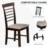 2 PCS Retro Dining Chair Rustic Rubberwood Dining Upholstered Chair with High Backrest Cushion for Small Space Kitchen Cream and Dark Cappuccino