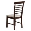 2 PCS Retro Dining Chair Rustic Rubberwood Dining Upholstered Chair with High Backrest Cushion for Small Space Kitchen Cream and Dark Cappuccino