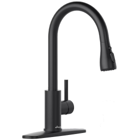 Solid Stainless Steel Kitchen Faucet with Pull Down Sprayer 3 Modes, Modern Kitchen Sink Faucets with Sprayer, High Arch Single Handle Faucet (Color: Matte Black)