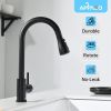 Solid Stainless Steel Kitchen Faucet with Pull Down Sprayer 3 Modes, Modern Kitchen Sink Faucets with Sprayer, High Arch Single Handle Faucet