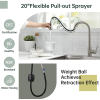 Solid Stainless Steel Kitchen Faucet with Pull Down Sprayer 3 Modes, Modern Kitchen Sink Faucets with Sprayer, High Arch Single Handle Faucet