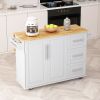 Kitchen Island Cart with 2 Door Cabinet and Three Drawers,43.31 Inch Width with Spice Rack,Towel Rack