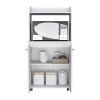 Kitchen Cart Totti, Double Door Cabinet, One Open Shelf, Two Interior Shelves, White Finish